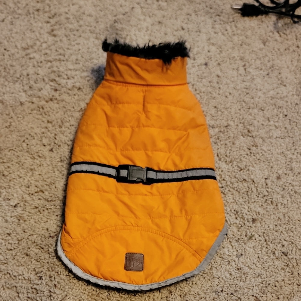 Orange Quilted Dog Jacket With Reflective Strip By Friends Forever Size Medium